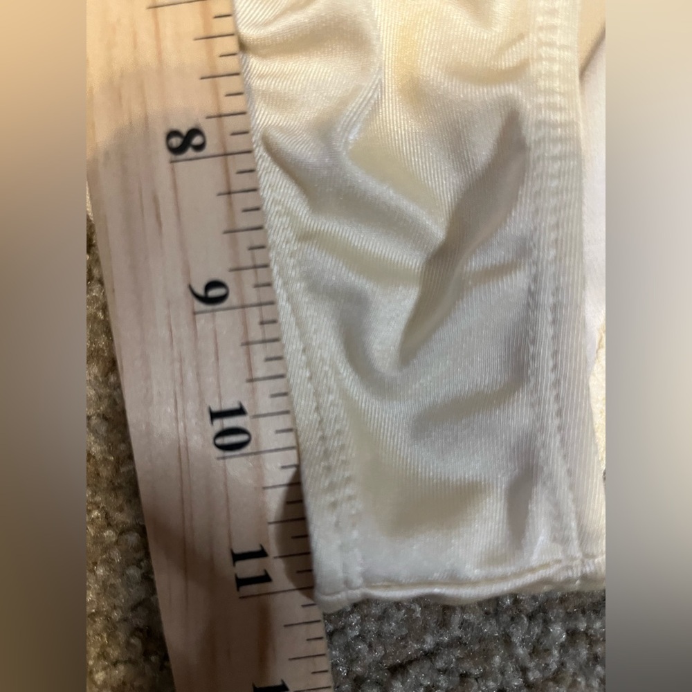 Pretty Little Thing Cream Hammered Trim High Waist Bikini Bottom size 4 - Picture 7 of 11